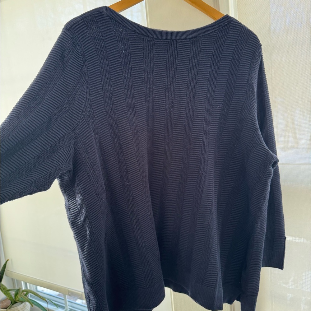 CJ Banks 3X Deep Blue Ribbed Sweater